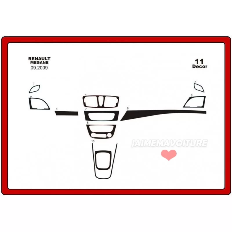 RENAULT Megane III inserto cruscotto 11 pezzi RENAULT Megane III inserto cruscotto 11 pezzi