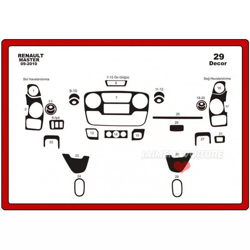 RENAULT Master 2010 dashboard inzetstuk - 29 stuks