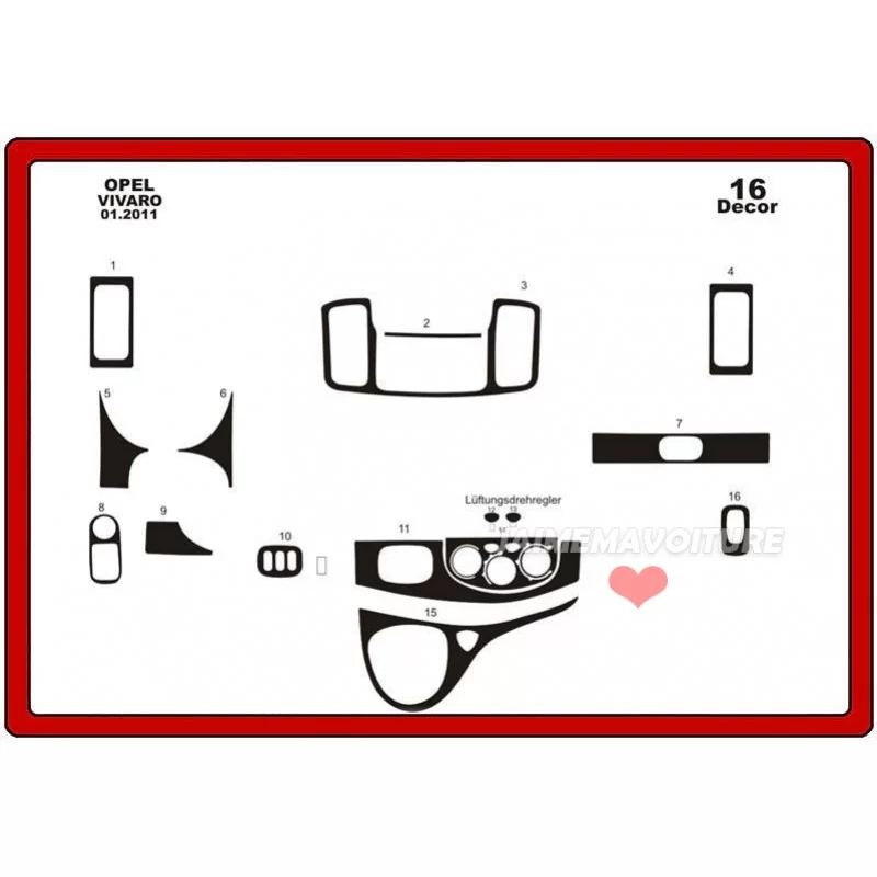 RENAULT Traffic dashboard insert 2007-2010 18 pieces