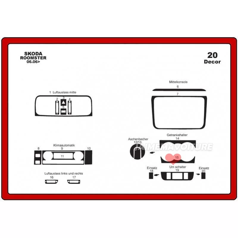 Insert tableau de bord SKODA Roomster 20 pièces