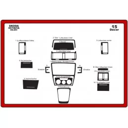 Inserto cruscotto SKODA Octavia 2004-2009 15 pezzi