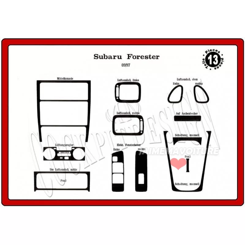 SUBARU Forester dashboard insert 13 pieces