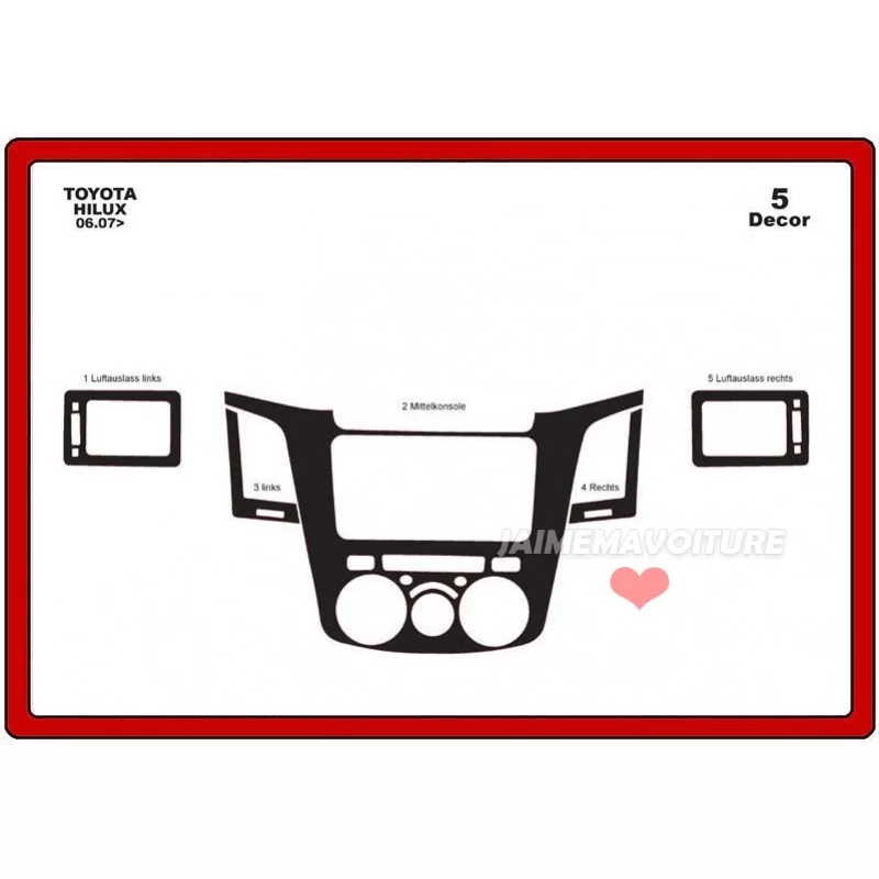 Insert tableau de bord TOYOTA Hilux Pick-up Manual / Automatic 5 pièces Insert tableau de bord TOYOTA Hilux Pick-up Manual / Automatic 5 pièces