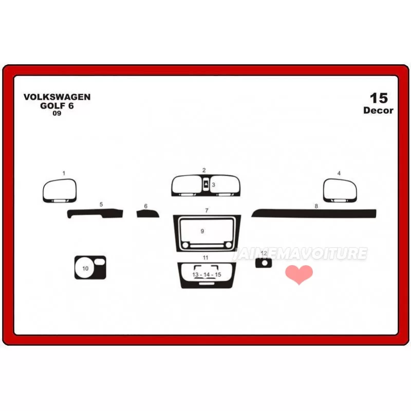 VOLKSWAGEN Golf VI dashboard insert 15 pieces VOLKSWAGEN Golf VI dashboard insert 15 pieces