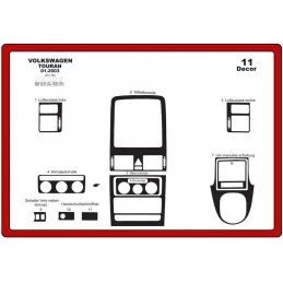 Dashboard insert VOLKSWAGEN Touran 2003-2009 11 pieces