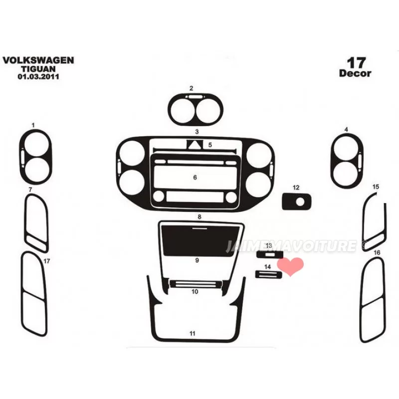 Dashboard insert VOLKSWAGEN Tiguan 17 pieces Dashboard insert VOLKSWAGEN Tiguan 17 pieces