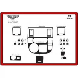 Dashboard insert VOLKSWAGEN Multivan T5 2003-2009 22 pieces