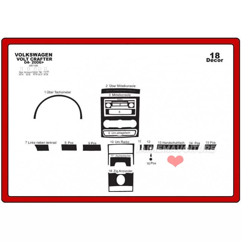 Dashboard insert VOLKSWAGEN Crafter 18 pieces