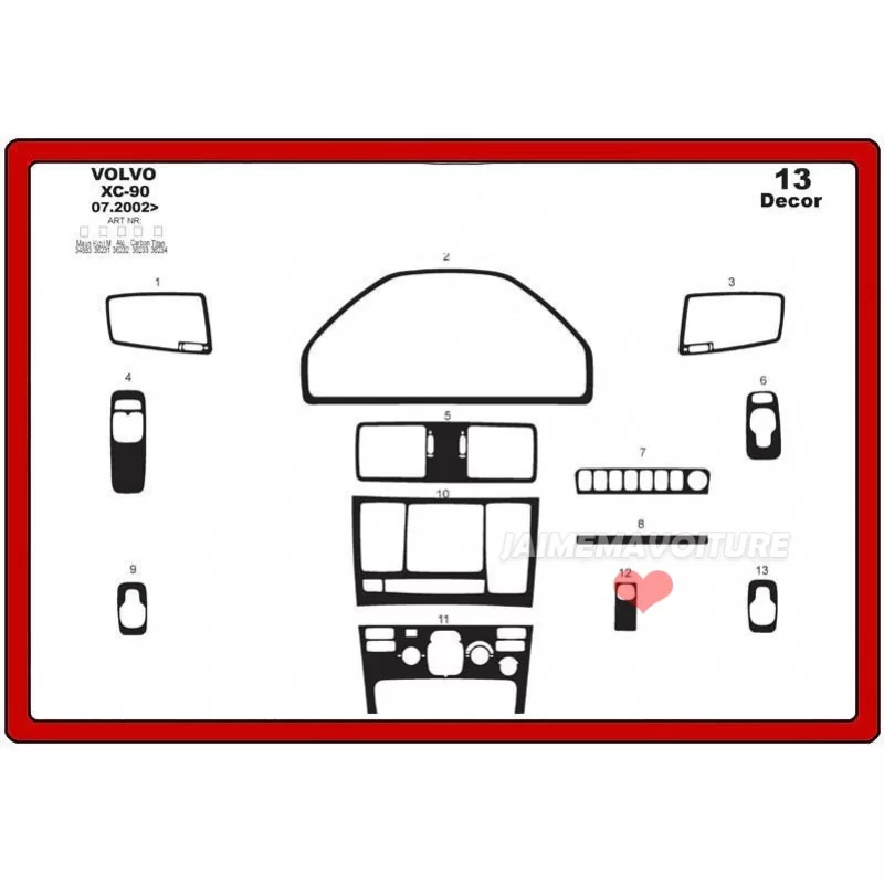 Dashboard insert VOLVO XC 90 13 stuks