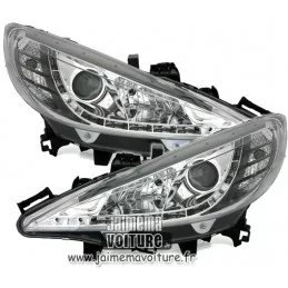 Phares avants leds "Devil eyes" Peugeot 207 - Chrome