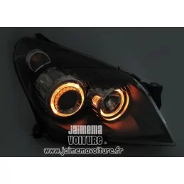 Faros delanteros Opel Astra H ángel ojos Noir