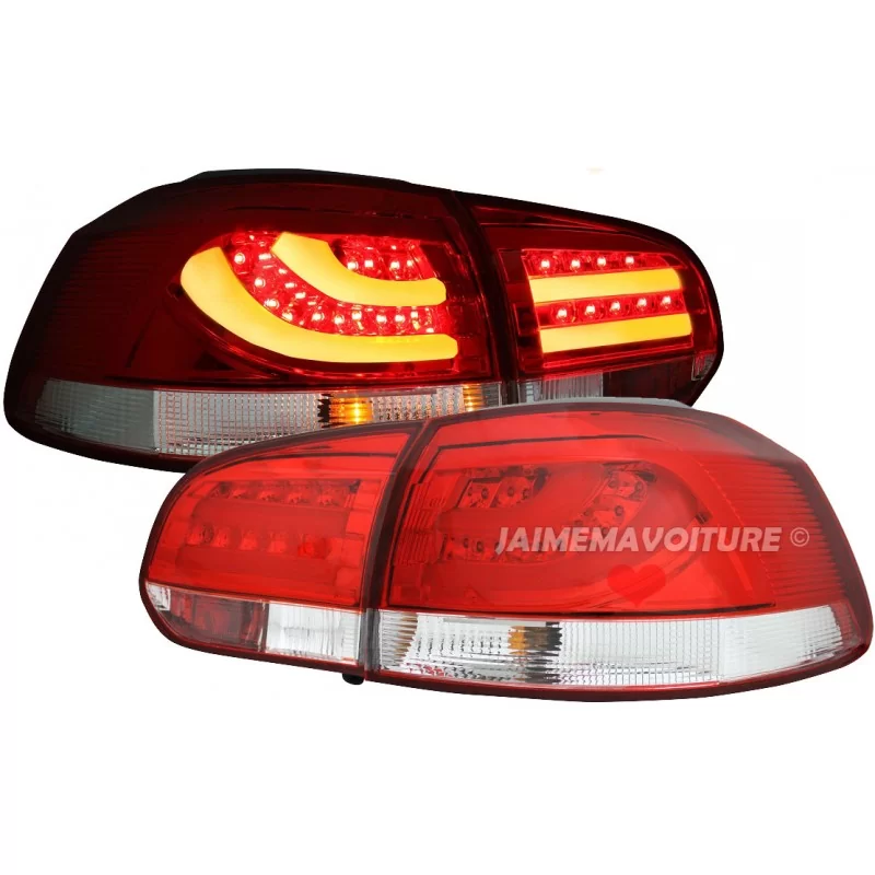 Feux arrières new led tube VW Golf 6-Rouge blanc