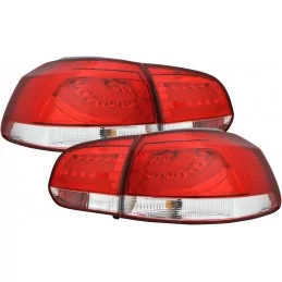 Feux arrières new led tube pour VW Golf 6 - Rouge blanc