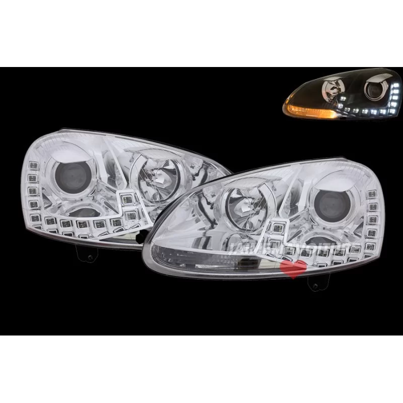 Fari a LED per VW Golf 5 - R-LOOK cromo Fari a LED per VW Golf 5 - R-LOOK cromo