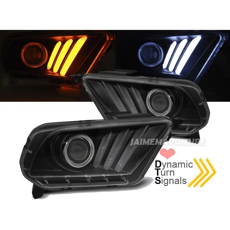 Headlights front led Ford Mustang black