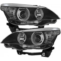 Front headlights Angel eyes Led BMW series 5 black