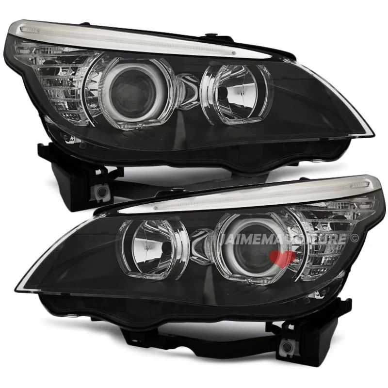 Front headlights CCFL BMW series 5 black