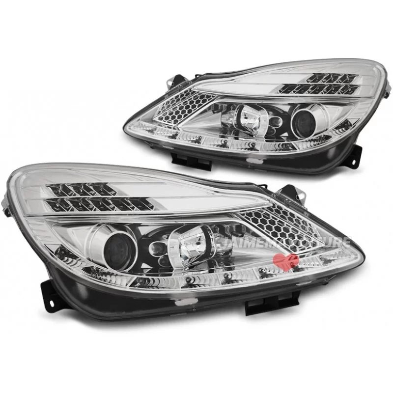 LED headlights for Opel Corsa D - Chrome