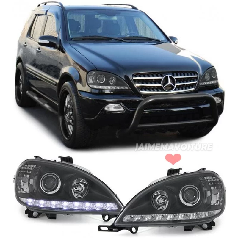 Fari anteriori neri Mercedes ML W163 tuning