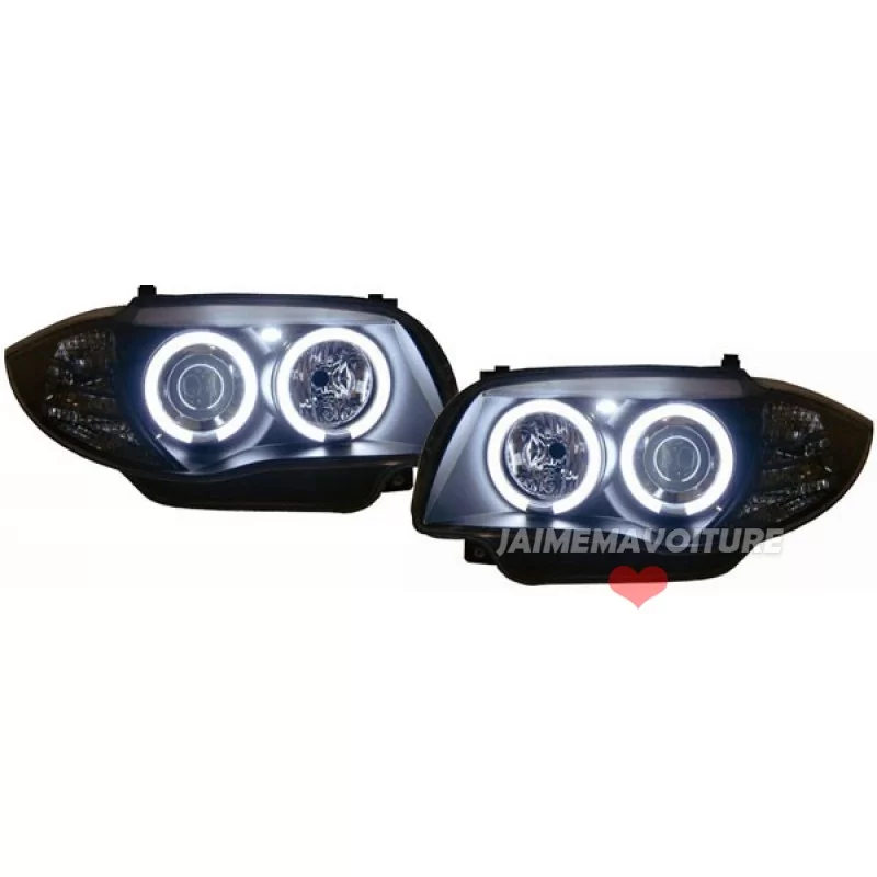 Fari anteriori Angel eyes CCFL BMW Serie 1 Nero Fari anteriori Angel eyes CCFL BMW Serie 1 Nero