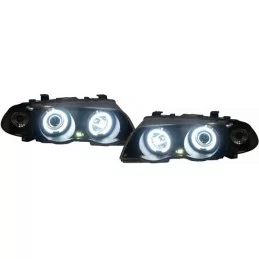 Phares avants Angel eyes CCFL BMW Série 3 E46 98-01 Noir