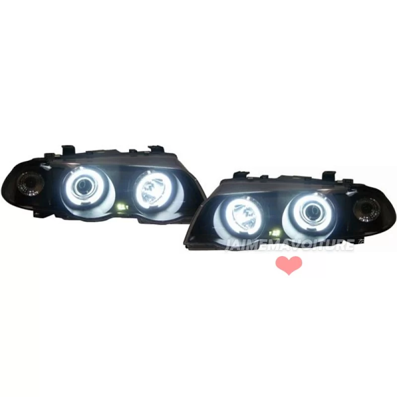 Fari anteriori Angel eyes CCFL BMW Serie 3 E46 98-01 Nero