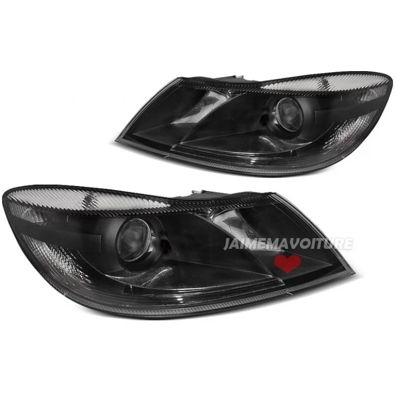 Svarta strålkastare fram Skoda Octavia II 2009-2012