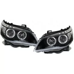 Phares avants Angel eyes BMW Série 5 E60 E61 LCI Noir