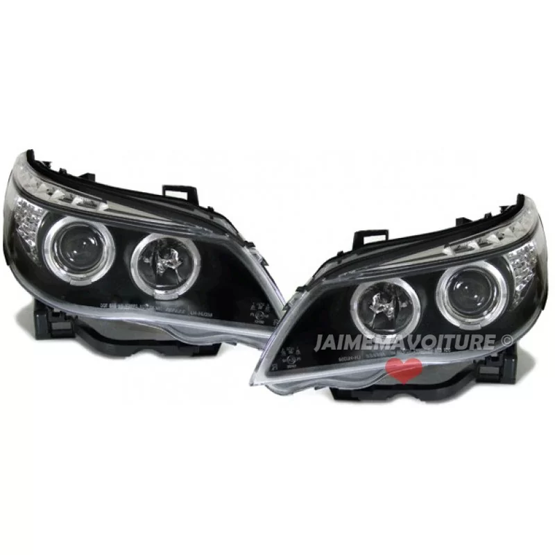 Front-Scheinwerfer Angel Augen BMW 5 Serie E60 E61 LCI schwarz Front-Scheinwerfer Angel Augen BMW 5 Serie E60 E61 LCI schwarz