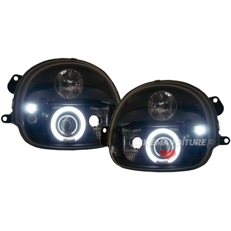 Faros Angel eyes CCFL Renault Twingo negro frentes