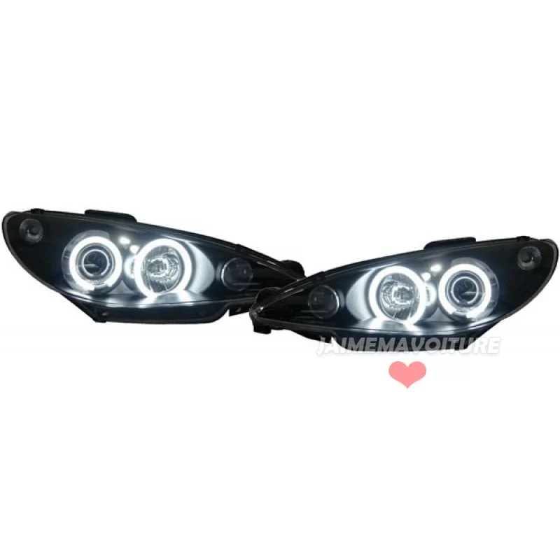 Fari anteriori Angel eyes CCFL Peugeot 206 02-06 Nero