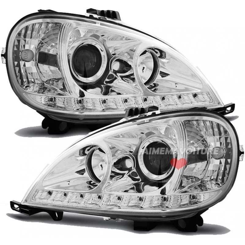 Mercedes ML W163 fari anteriori a led tuning Mercedes ML W163 fari anteriori a led tuning