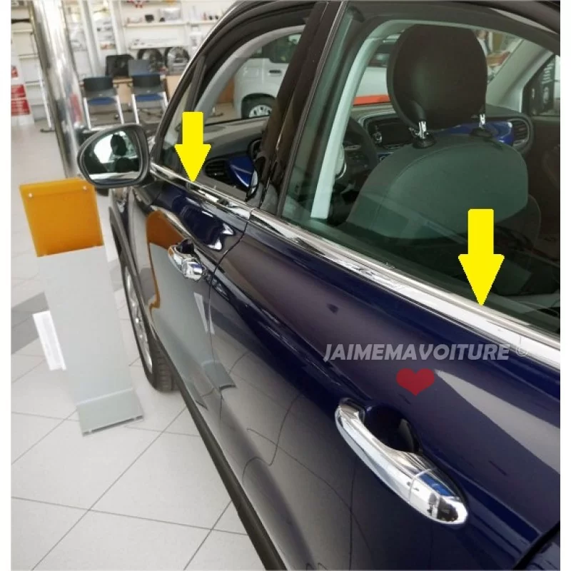 Contour inférieur de vitre chrome alu Fiat 500X Contour inférieur de vitre chrome alu Fiat 500X