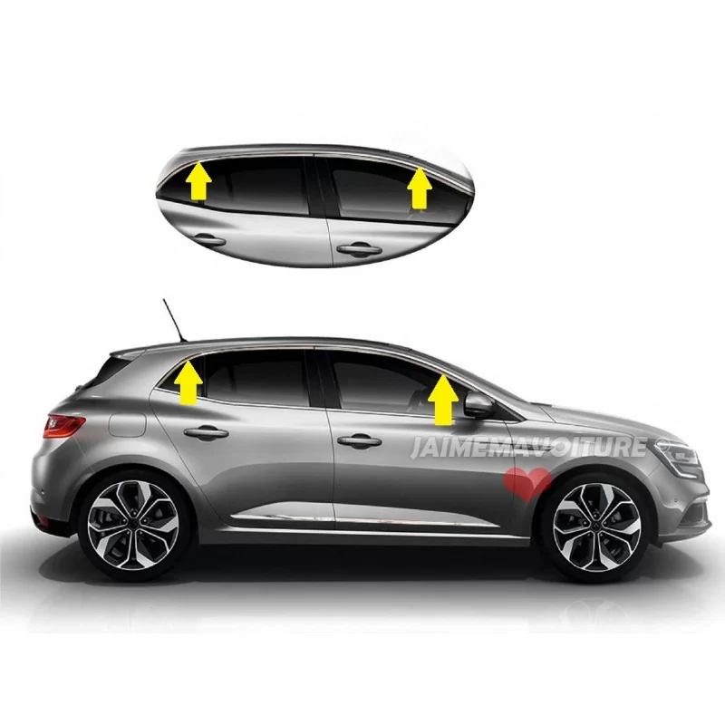 Contour inférieur de vitre chrome alu Renault Megane 4