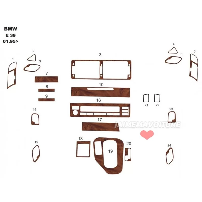 BMW 5 Series E39 23-Piece Dashboard Insert