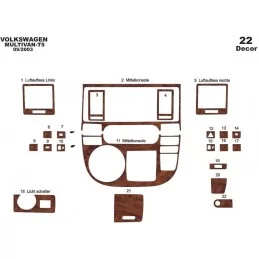 Insertar salpicadero Volkswagen Multivan T5 2003-2009 22 piezas