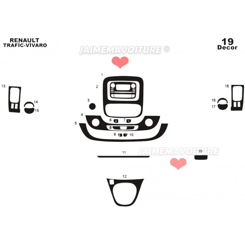 Insert tableau de bord RENAULT Traffic 2011- 16 pièces