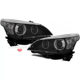 Front headlights Angel eyes Led BMW series 5 black