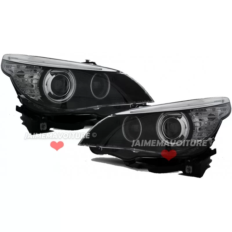 Faros delanteros Angel eyes Led BMW serie 5 negro