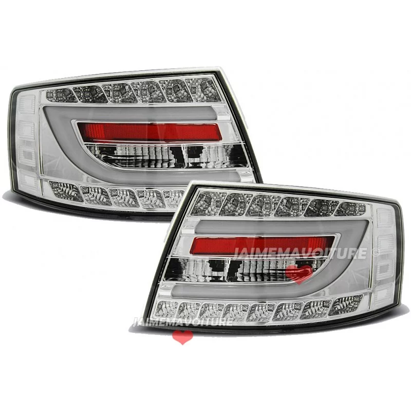 Feux arrières led tube pour Audi A6 rouge fumé 7 pins