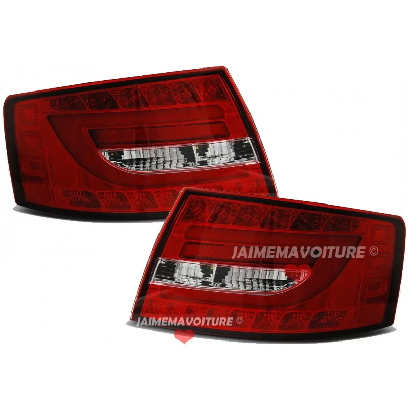 Fanali posteriori a led tubo per Audi A6 rosso fumé 7 pin