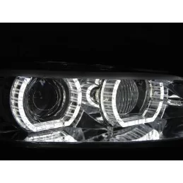 Fari anteriori Xenon angel eyes 3D per BMW Serie 3 Chrome AFS