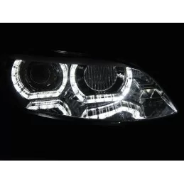 Fari anteriori Xenon angel eyes 3D per BMW Serie 3 Chrome AFS