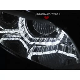 Fari anteriori Xenon angel eyes 3D per BMW Serie 3 Chrome AFS