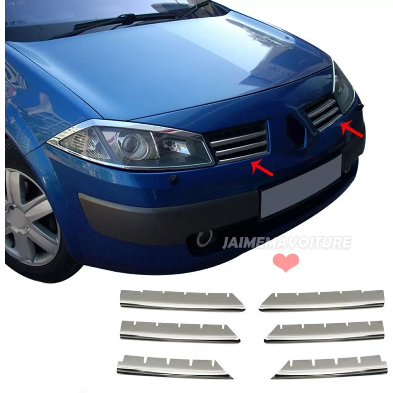 RENAULT MEGANE 2 chrome alu stainless steel grille surround RENAULT MEGANE 2 chrome alu stainless steel grille surround