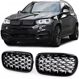 Calandre diamant pour BMW X5 F15 / X6 F16 - Noir chrome