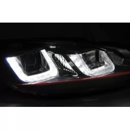 Xenon-look U-LED front headlights for Golf 6 with red bar