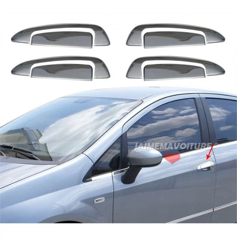 Maniglie delle porte in acciaio inox cromato Fiat Punto Evo 2008 2009 2010 2011 2012 Maniglie delle porte in acciaio inox cromato Fiat Punto Evo 2008 2009 2010 2011 2012