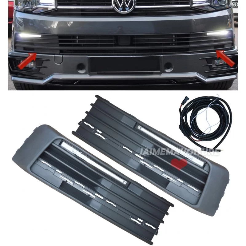 Paire de grilles pare-chocs avant avec LED pour VW T6 2015-2019 