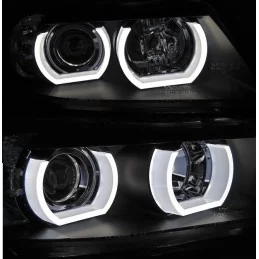 Phares avants angel eyes 3D pour BMW Série 3 2005-2008 - Noir 